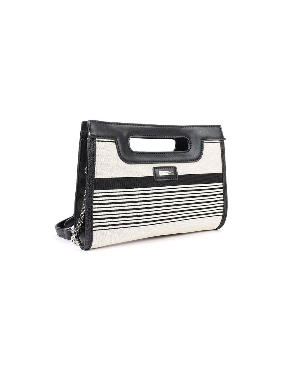 LES TROPEZIENNES NAL-TZ-04 GEANTA TESATURA CU DUNGI WHITE/BLACK