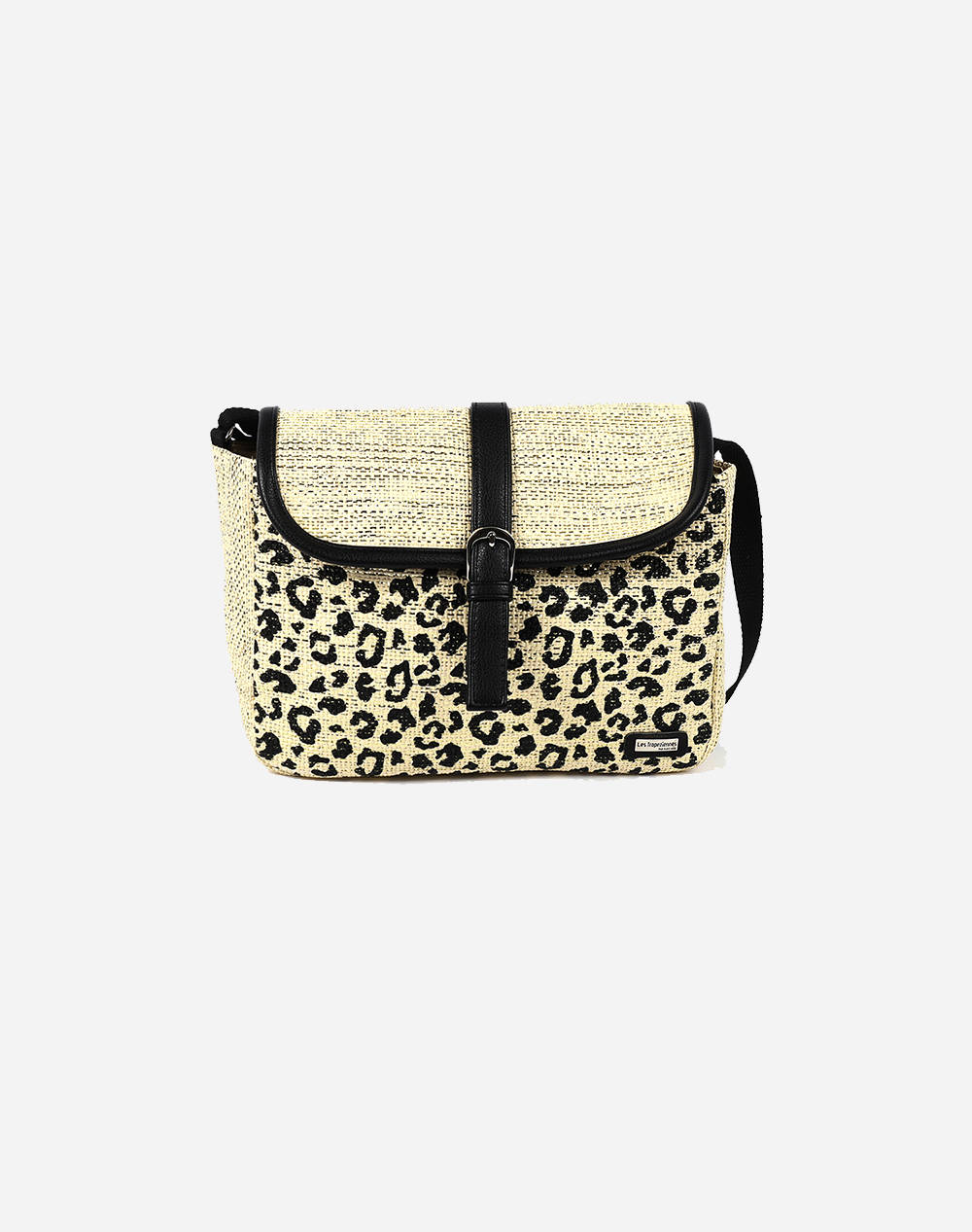 LES TROPEZIENNES KAI-TZ-02 GEANTA CROSSBODY TESATURA CU DESIGN LEOPARD BEIGE (Dimensiuni: 26 x 17 x 9cm.)