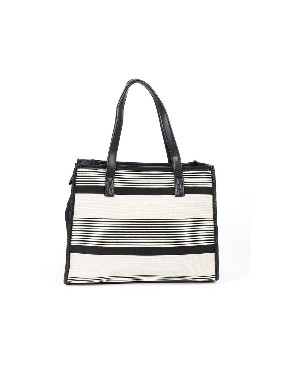 LES TROPEZIENNES NAL-TZ-02 GEANTA TESATURA CU DUNGI WHITE/BLACK (Dimensiuni: 32 x 27 x 14cm.)