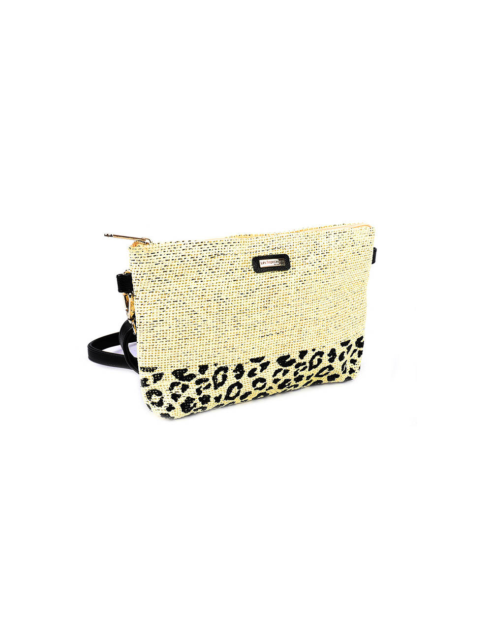 LES TROPEZIENNES KAI-TZ-04 GEANTA CROSSBODY TESATURA CU DESIGN LEOPARD BEIGE (Dimensiuni: 21 x 16 x 4cm.)