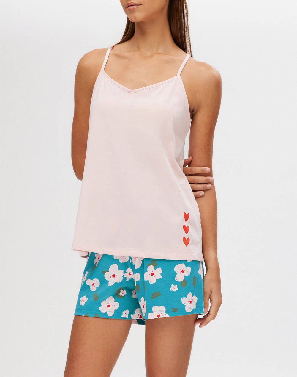 MINERVA PIJ.DE DAMA.BRET.HEART-FLORAL