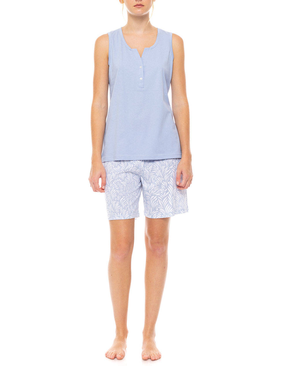PINK LABEL PYJAMA SHORTS ICE BLUE FLEUR