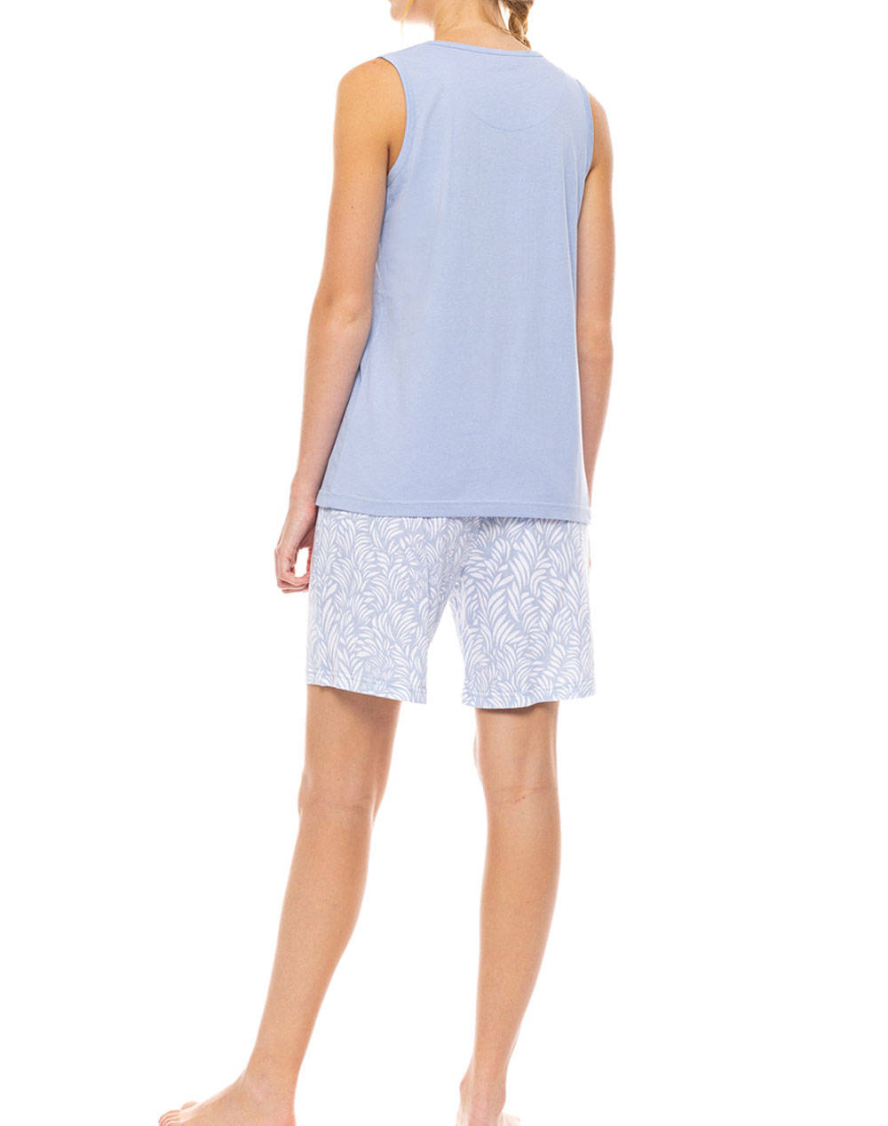 PINK LABEL PYJAMA SHORTS ICE BLUE FLEUR