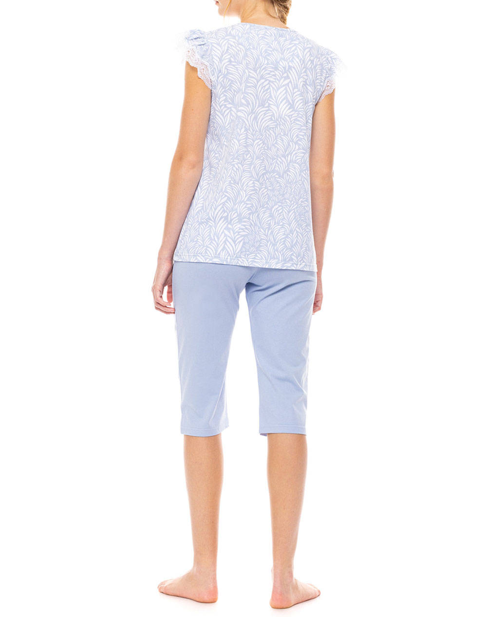 PINK LABEL PYJAMA CAPRI ICE BLUE FLEUR