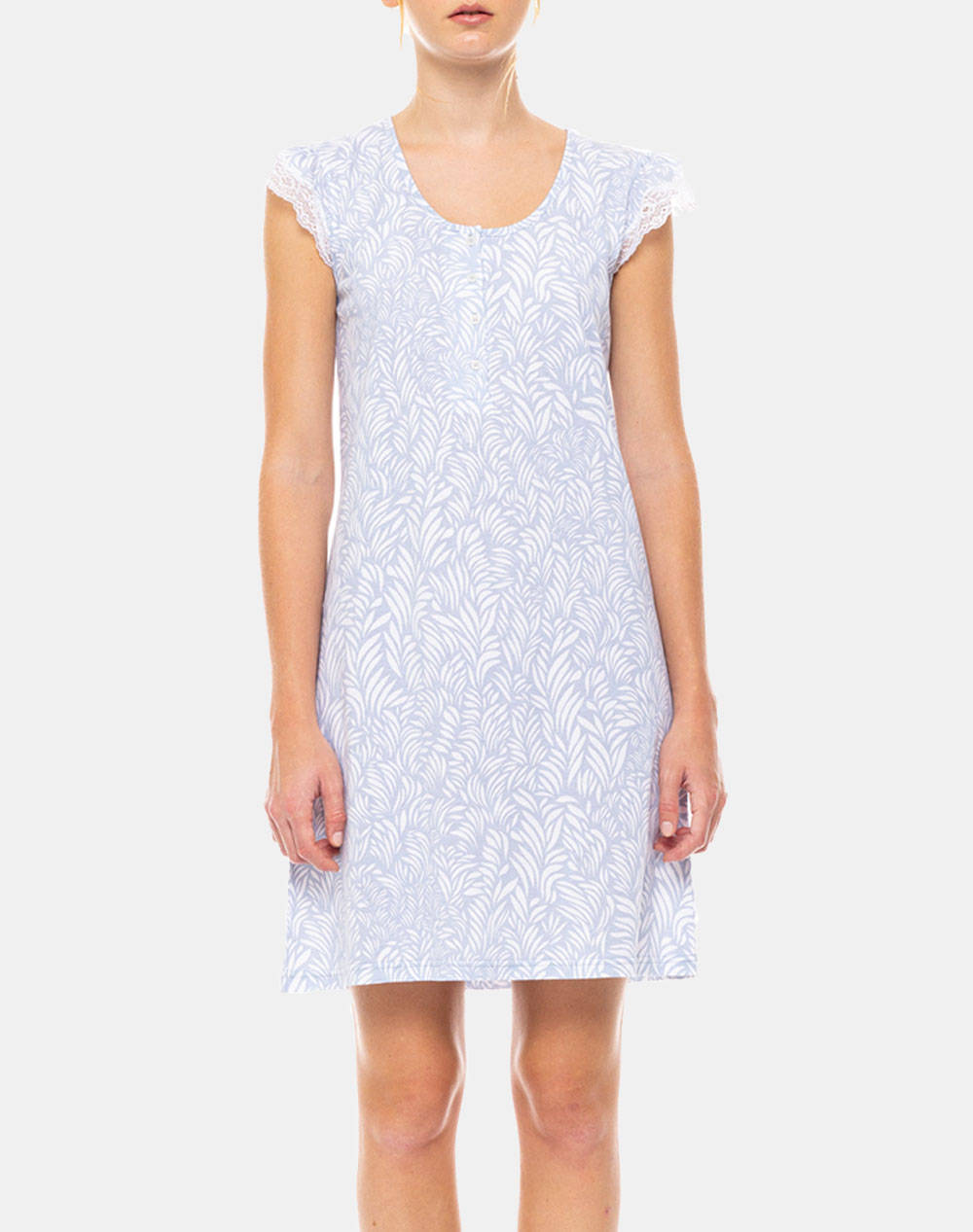PINK LABEL NIGHTGOWN ICE BLUE FLEUR