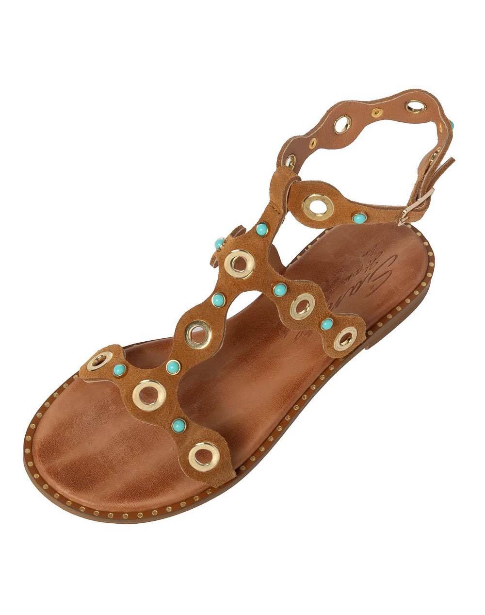 SANTE SH.25-415 SANTE FLAT SANDALE PIELE CU CAPSE