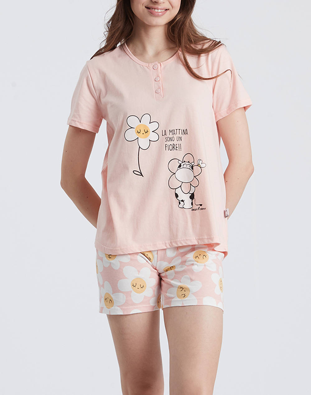 COTTONMANIA 16037 CRAZY FARM PIJAMALE DE DAMA FLOWER