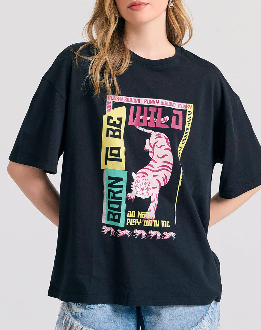 FUNKY BUDDHA Bluza De Dama Maneca Scurta Cu Imprimeu