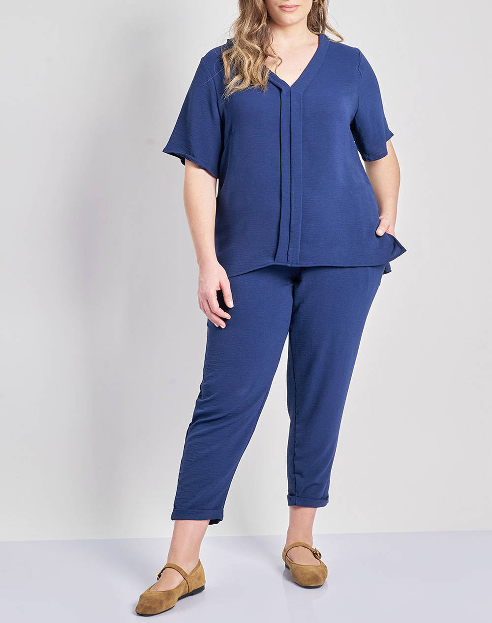 PARABITA Pantaloni washed cu rever