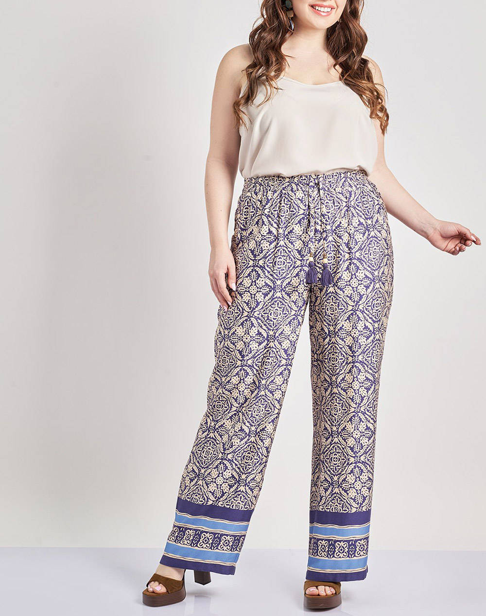 PARABITA Pantaloni boho din satin