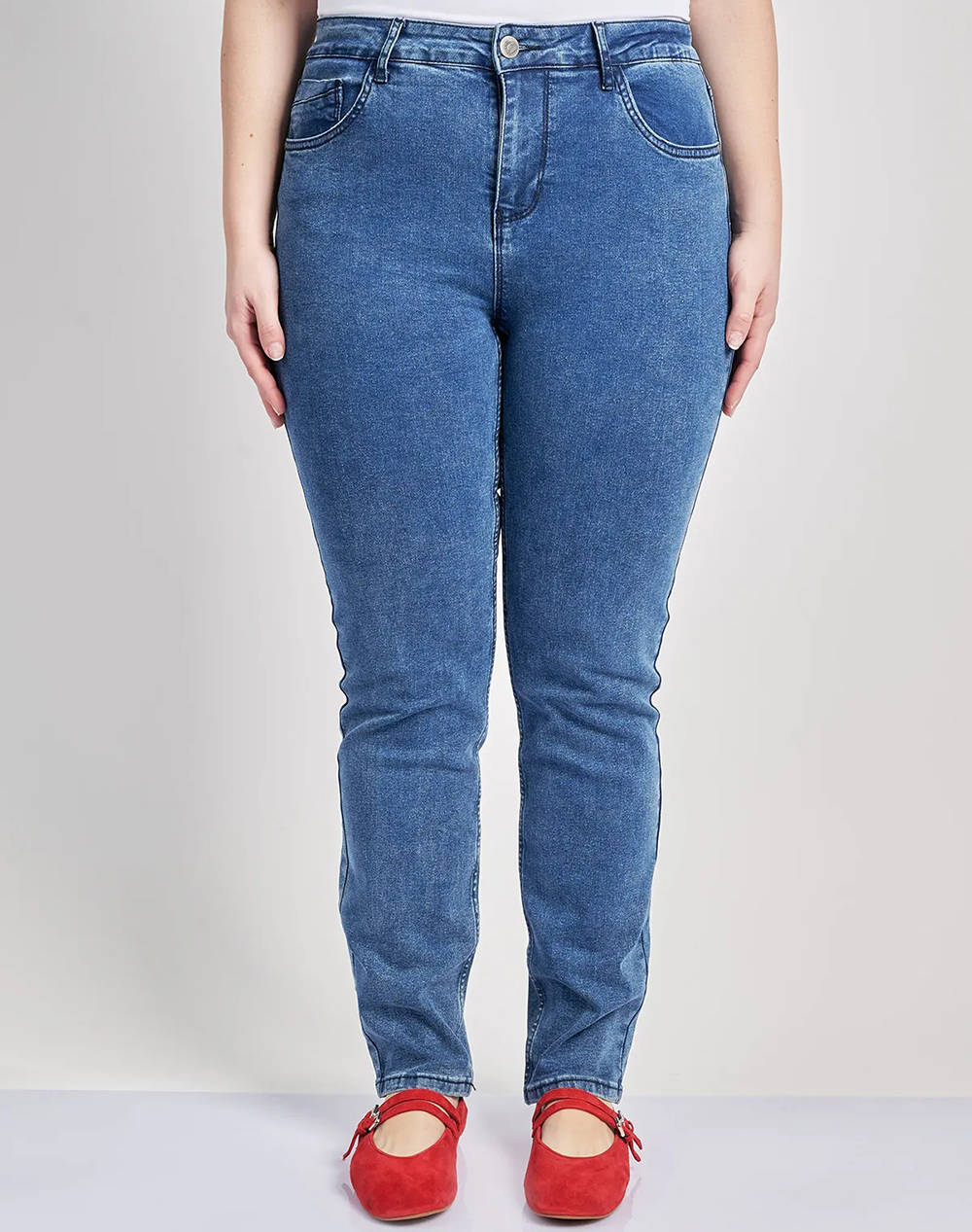 PARABITA Denim slim fit pantaloni albastrii