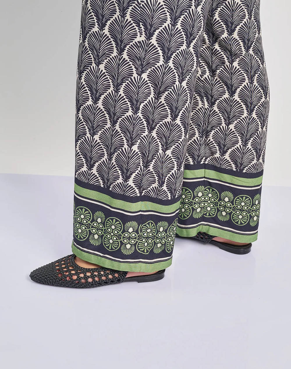 PARABITA Pantaloni de vascoza cu imprimeu scoica
