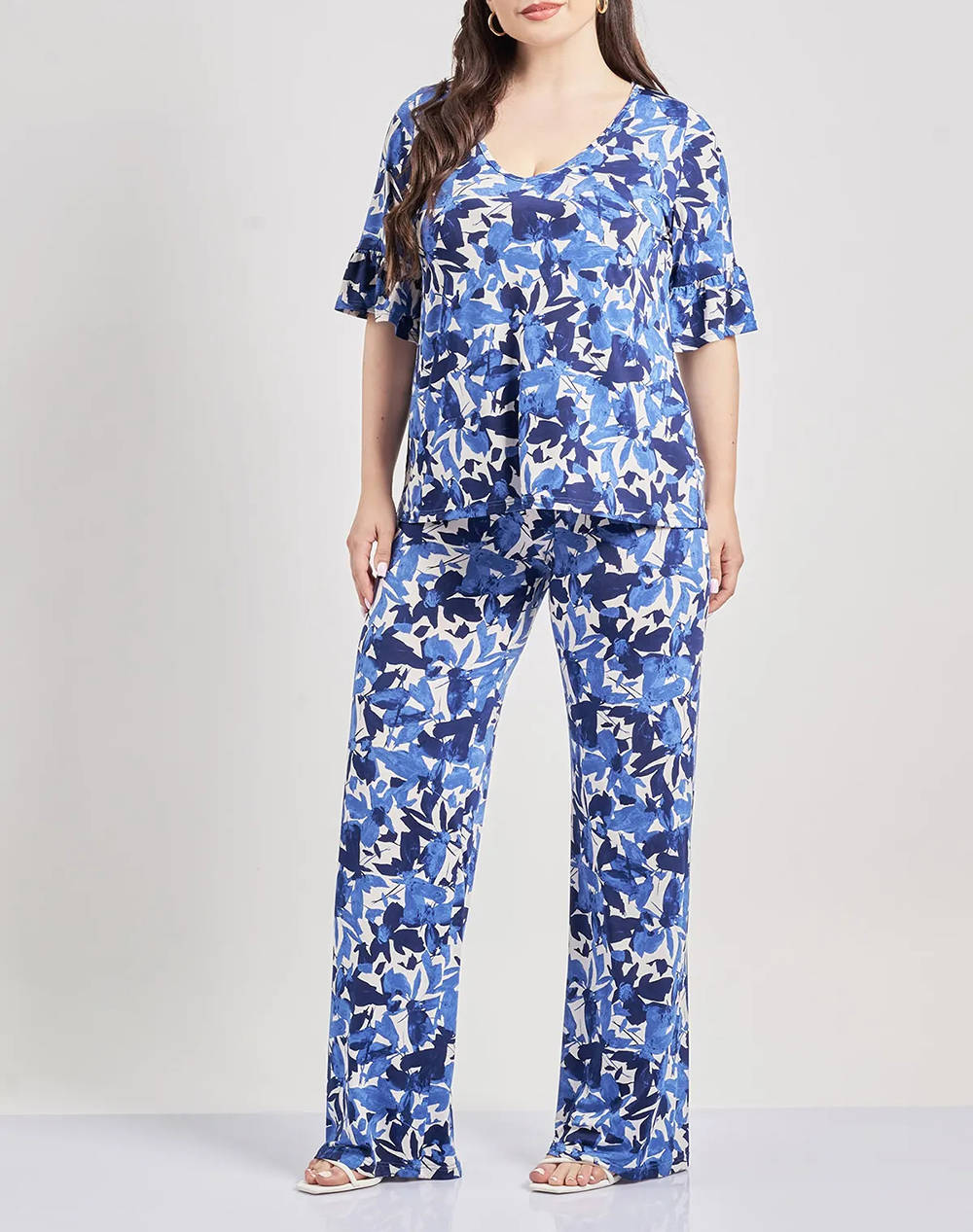 PARABITA Pantaloni jersey cu imprimeu floral