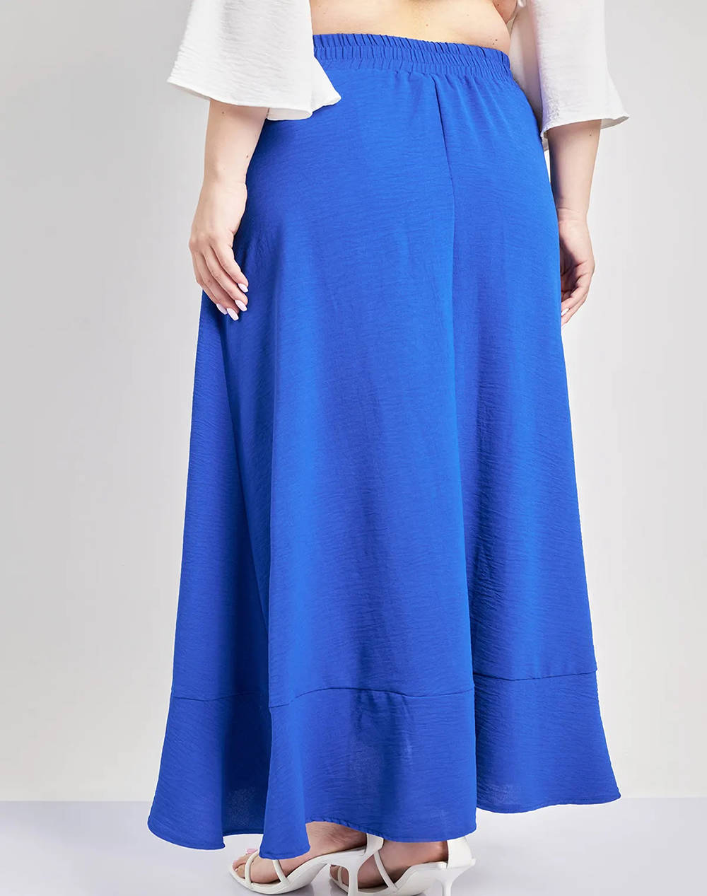PARABITA Fusta maxi cropped cu volane cu efect washed in relief