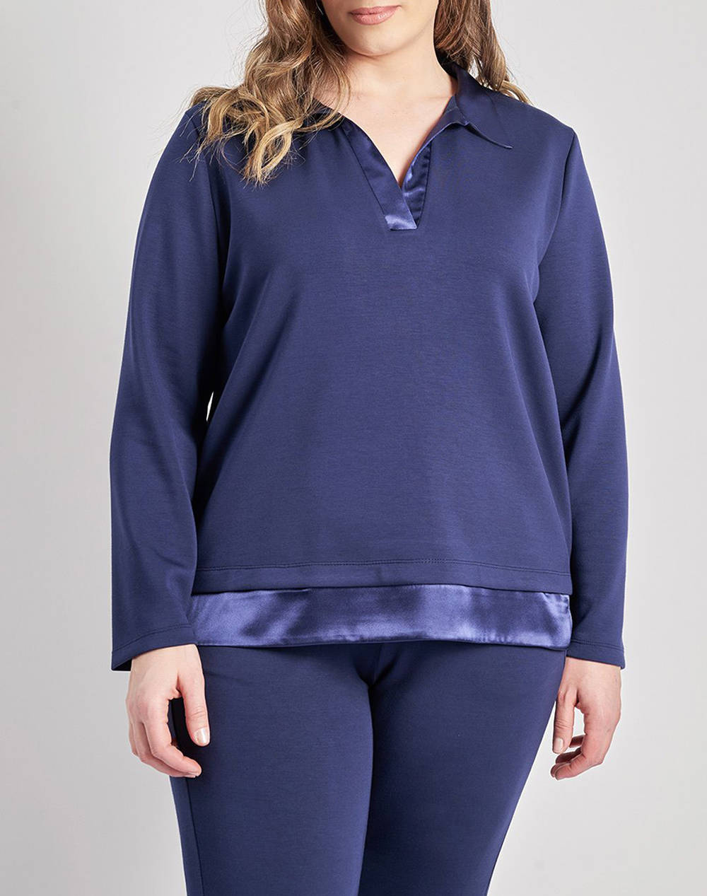 PARABITA Bluza scuba cu detalii din satin