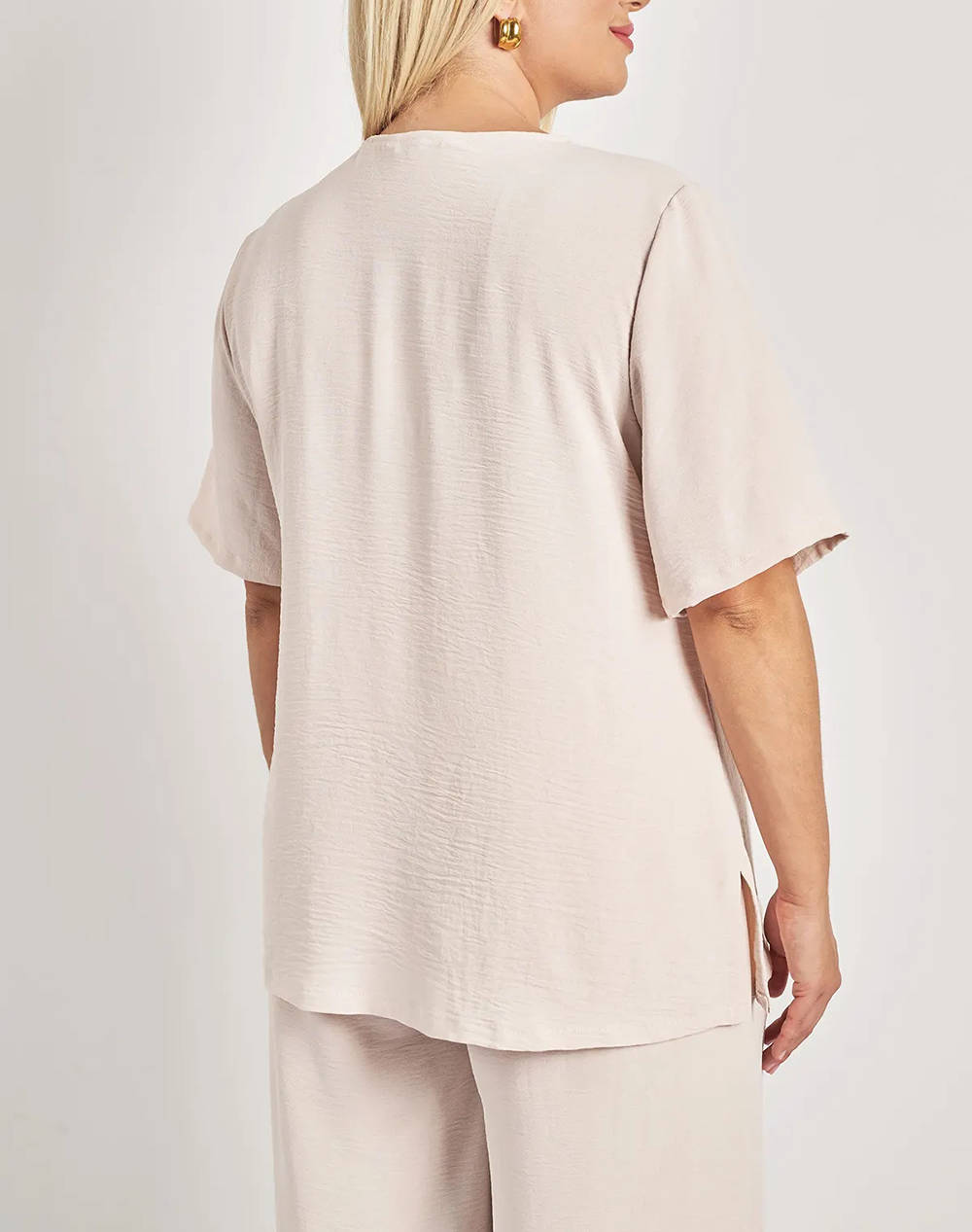 PARABITA Bluza washed cu decolteu V si pliuri in fata
