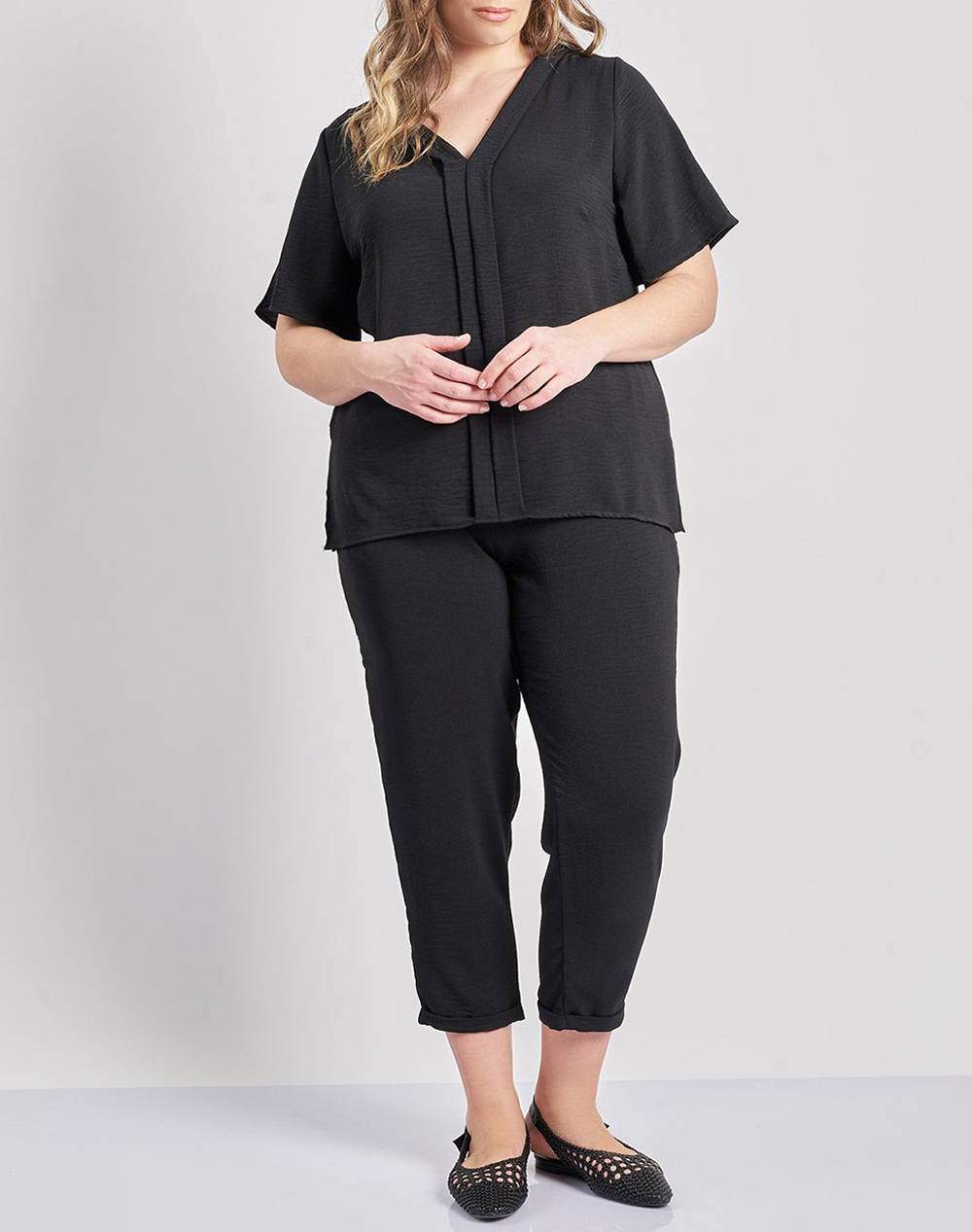 PARABITA Bluza washed cu decolteu V si pliuri in fata