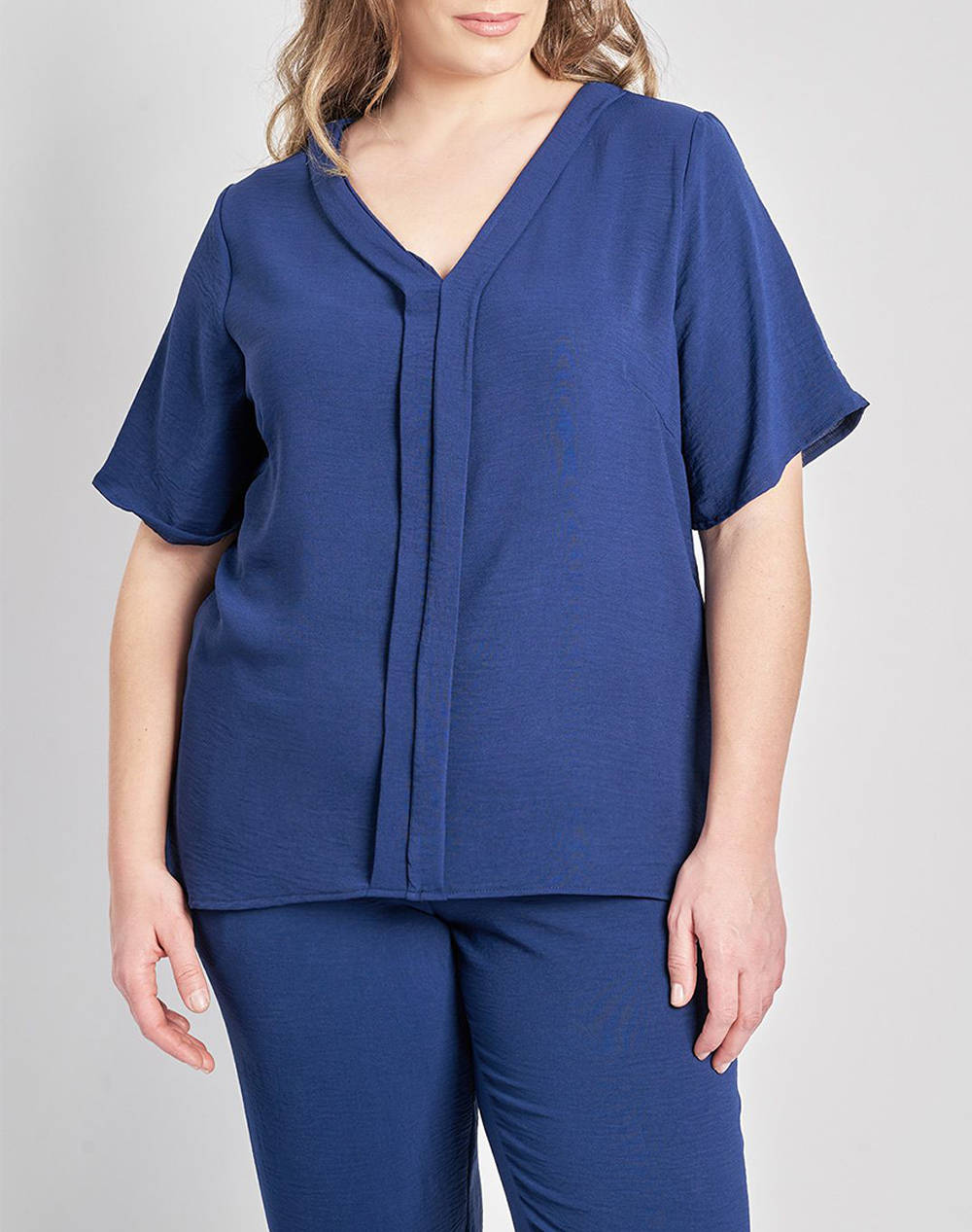 PARABITA Bluza washed cu decolteu V si pliuri in fata