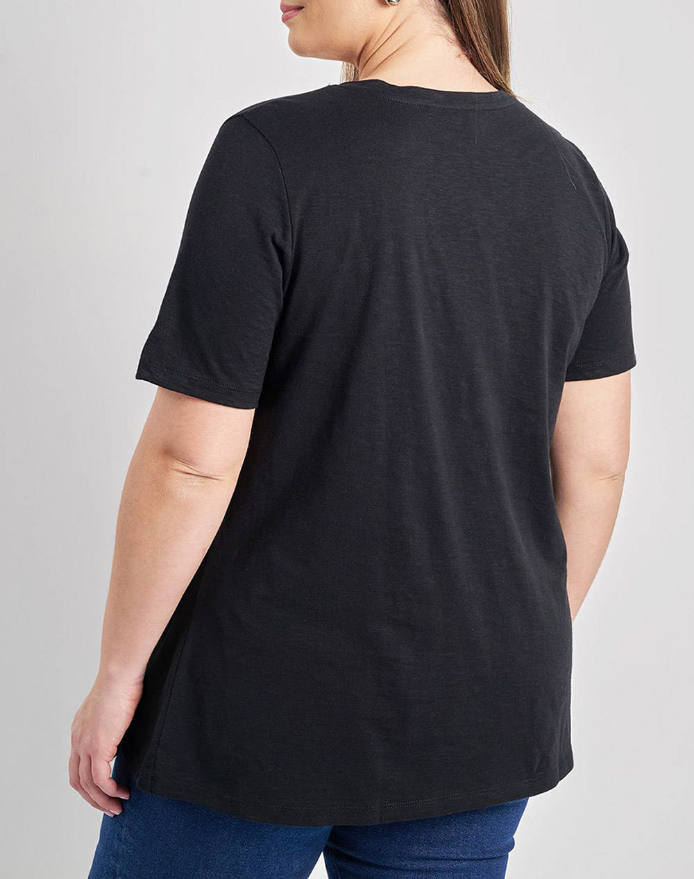 PARABITA Basic bluza de bumbac in linia A cu decolteu V