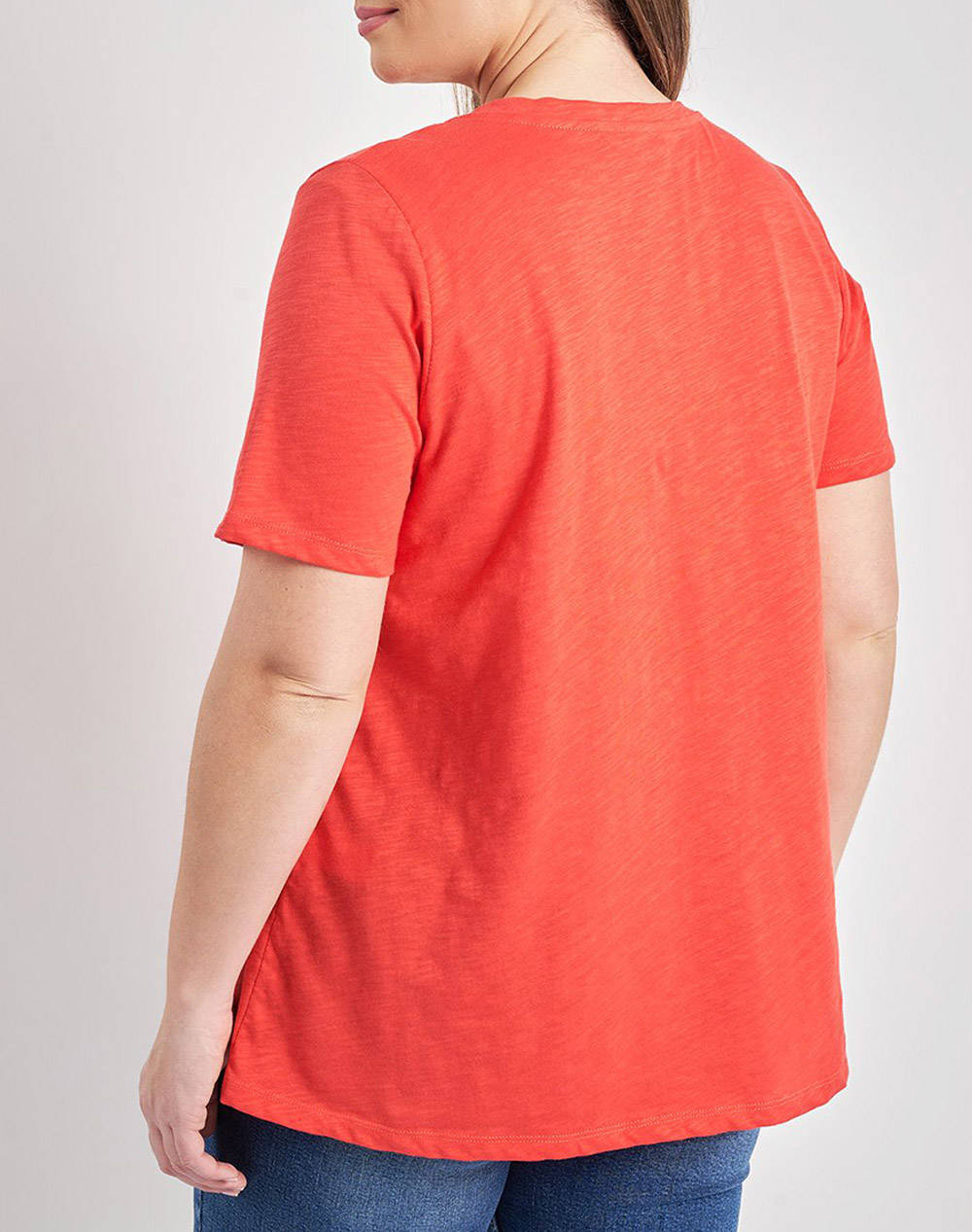 PARABITA Basic bluza de bumbac in linia A cu decolteu V