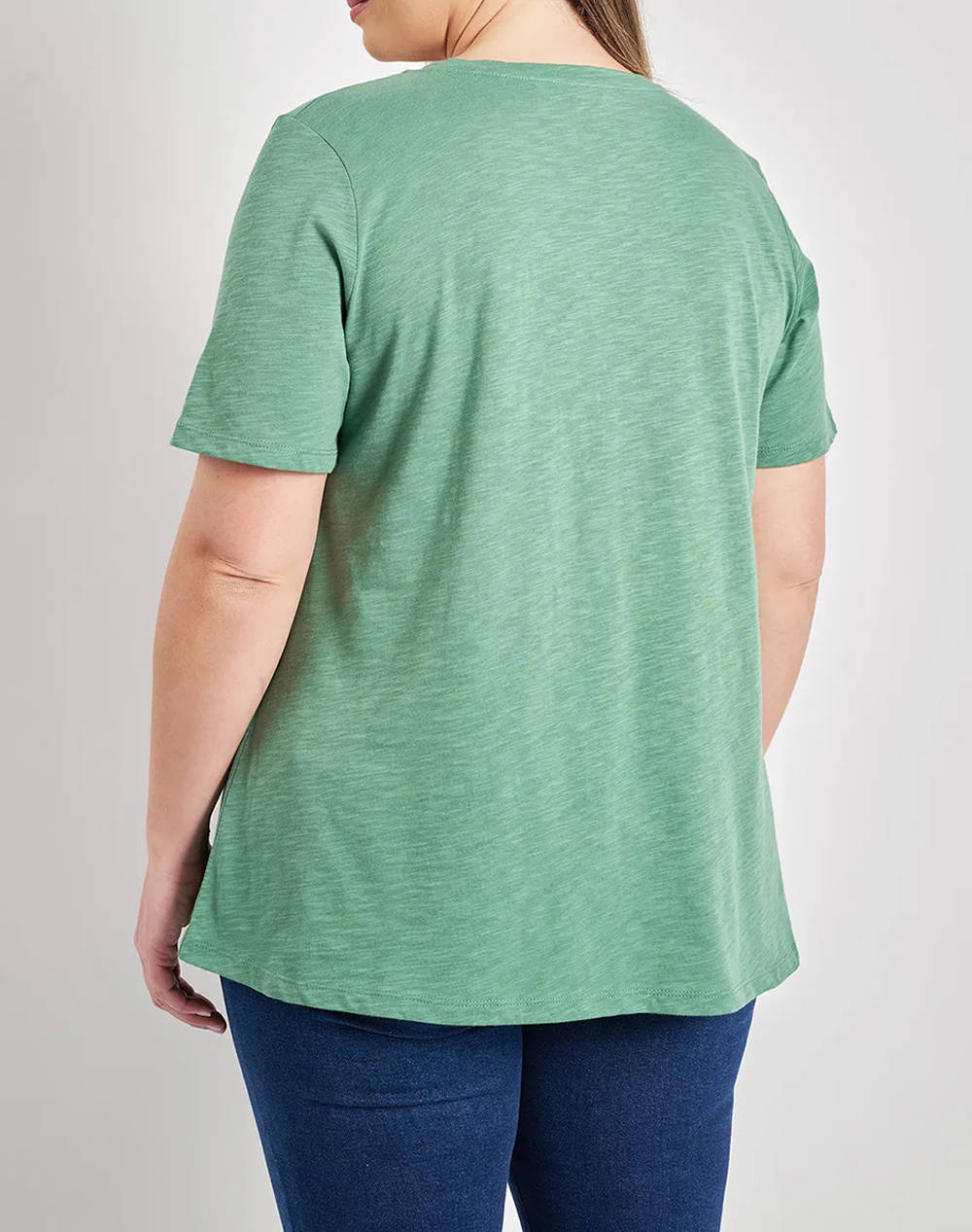 PARABITA Basic bluza de bumbac in linia A cu decolteu V