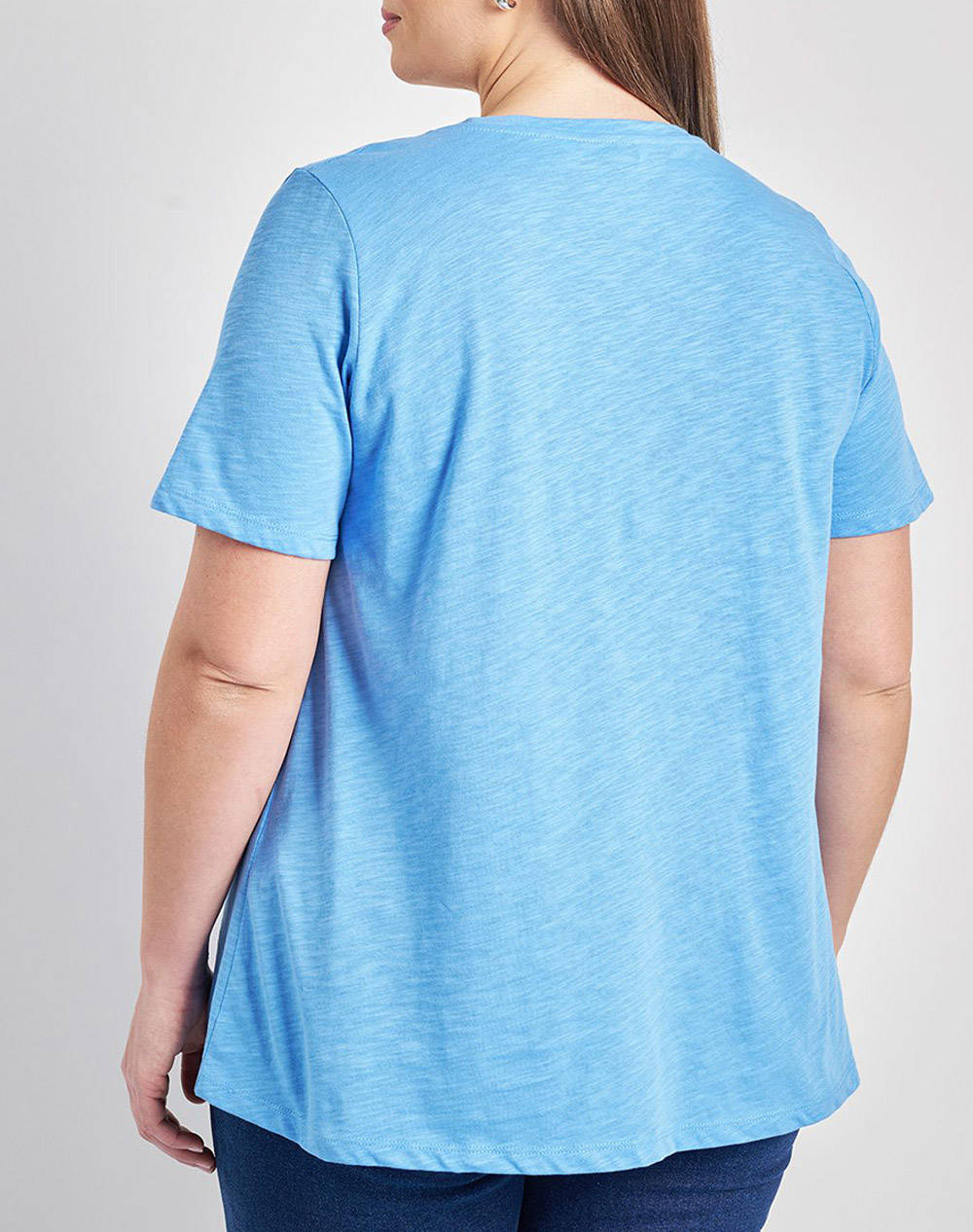 PARABITA Basic bluza de bumbac in linia A cu decolteu V