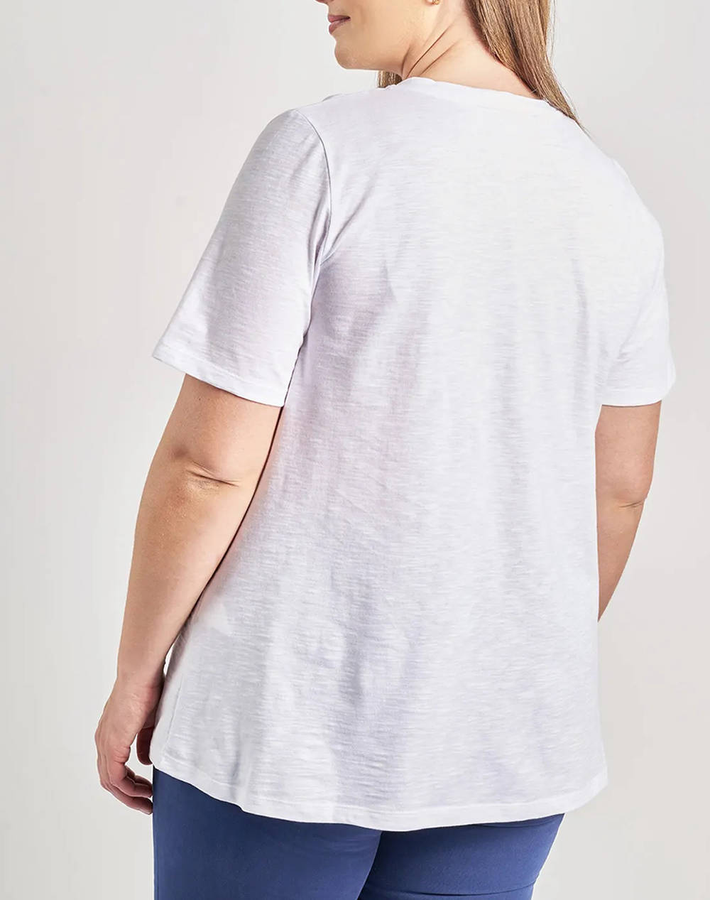 PARABITA Basic bluza de bumbac in linia A cu decolteu V