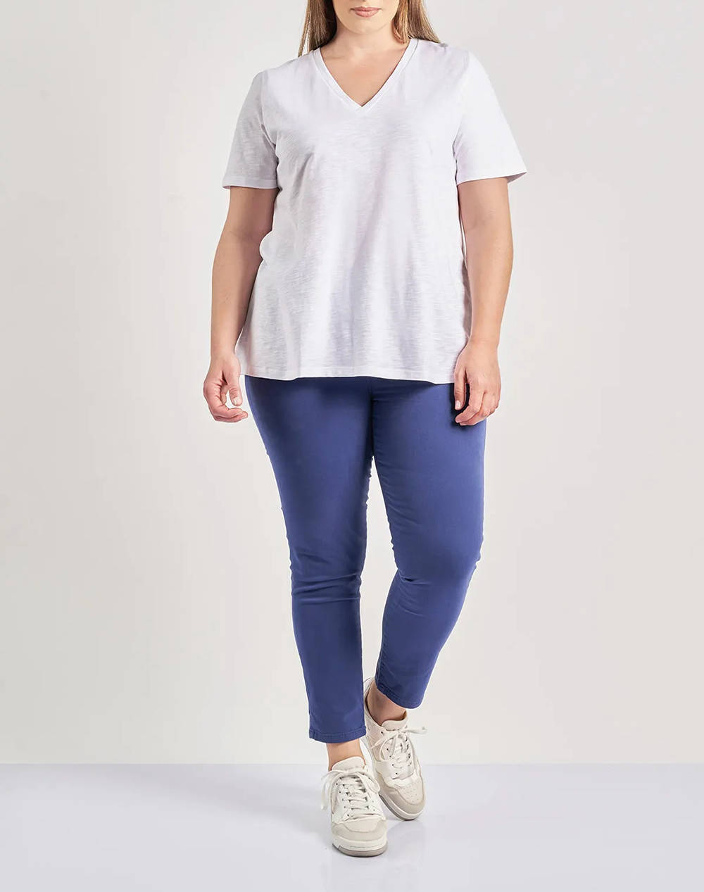 PARABITA Basic bluza de bumbac in linia A cu decolteu V