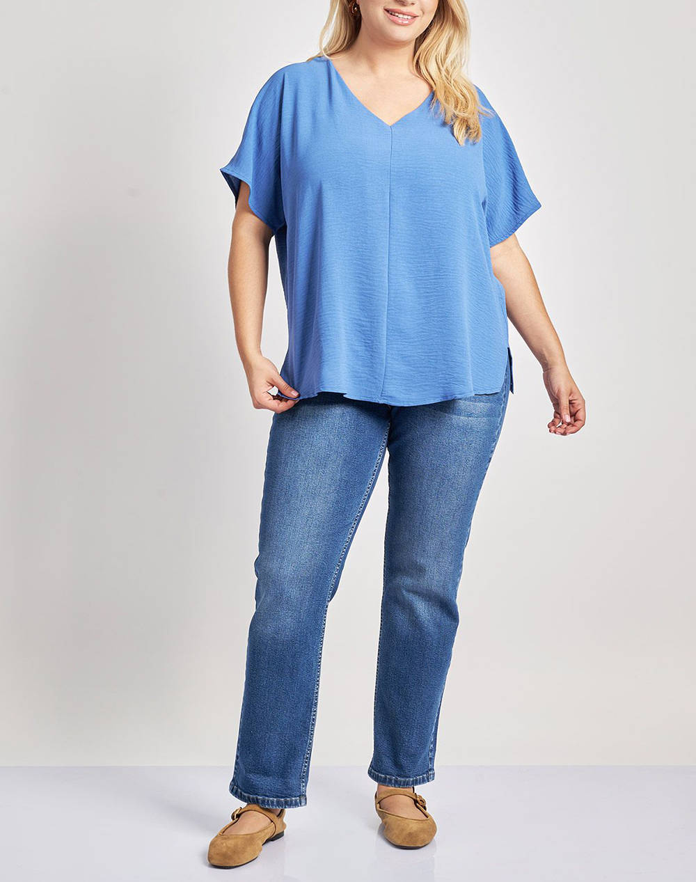 PARABITA Bluza washed cu V