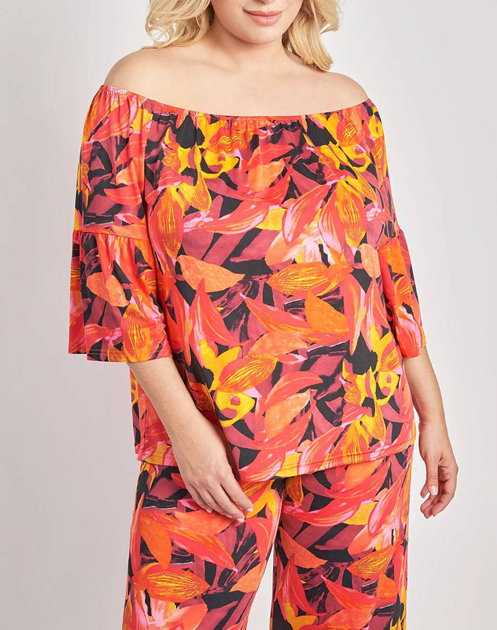 PARABITA Bluza fara umeri elastica,cu imprimeu floral