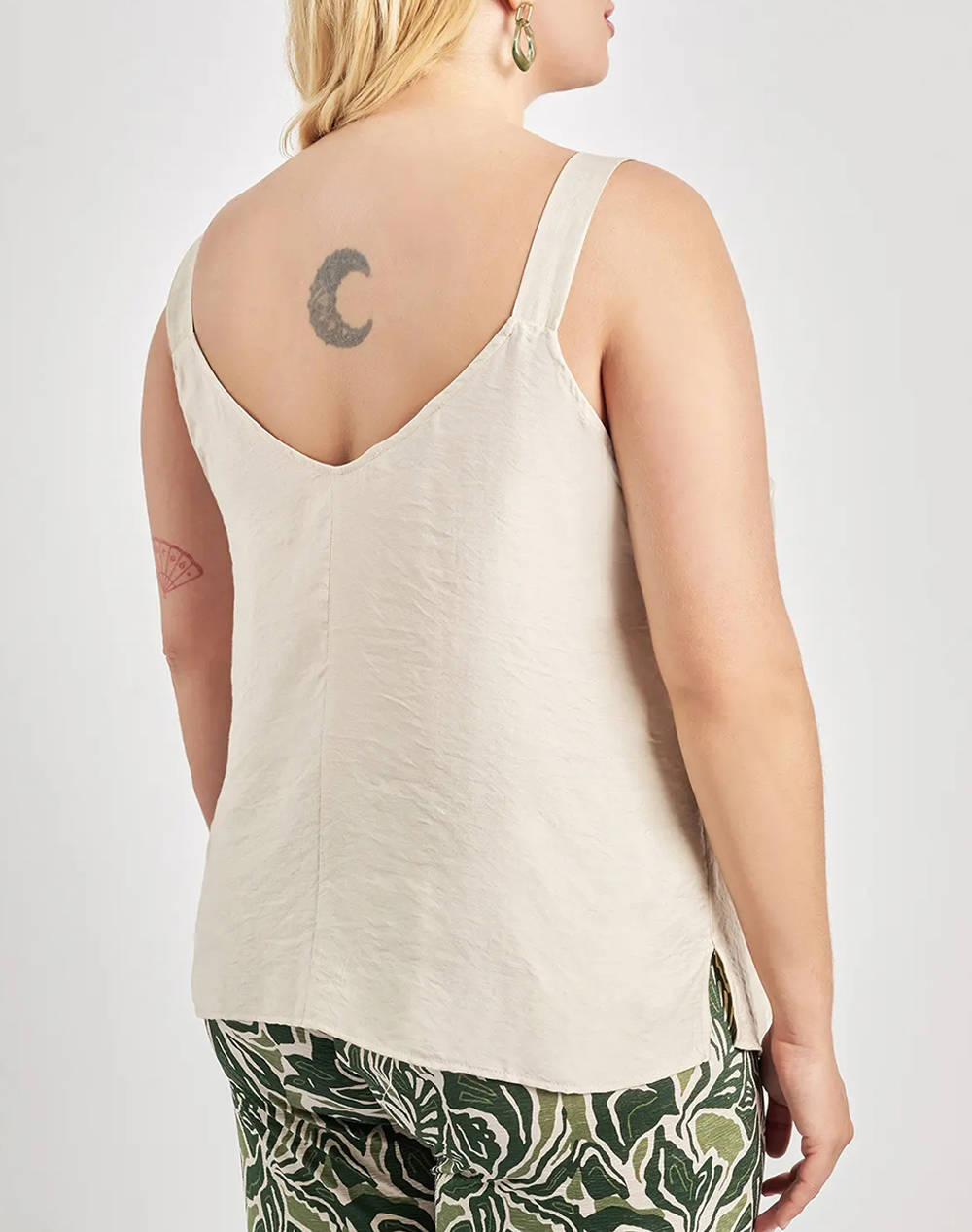 PARABITA Bluza cu bretele, aspect de in, decorata cu margele