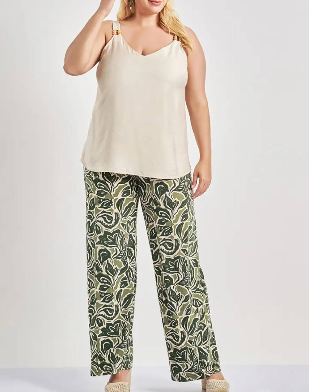 PARABITA Bluza cu bretele, aspect de in, decorata cu margele