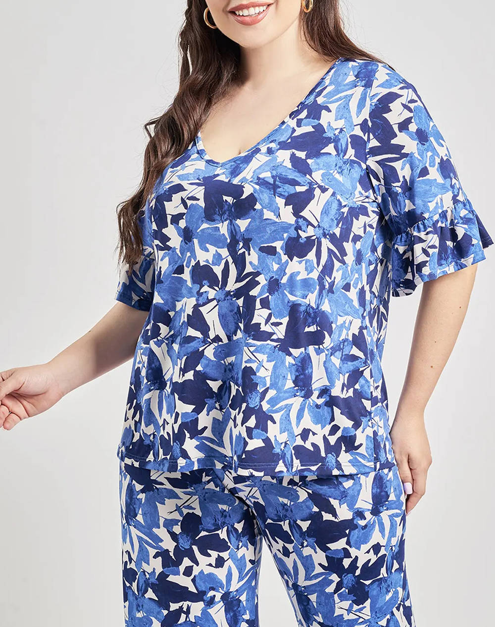 PARABITA Bluza cu volane jersey cu imprimeu floral