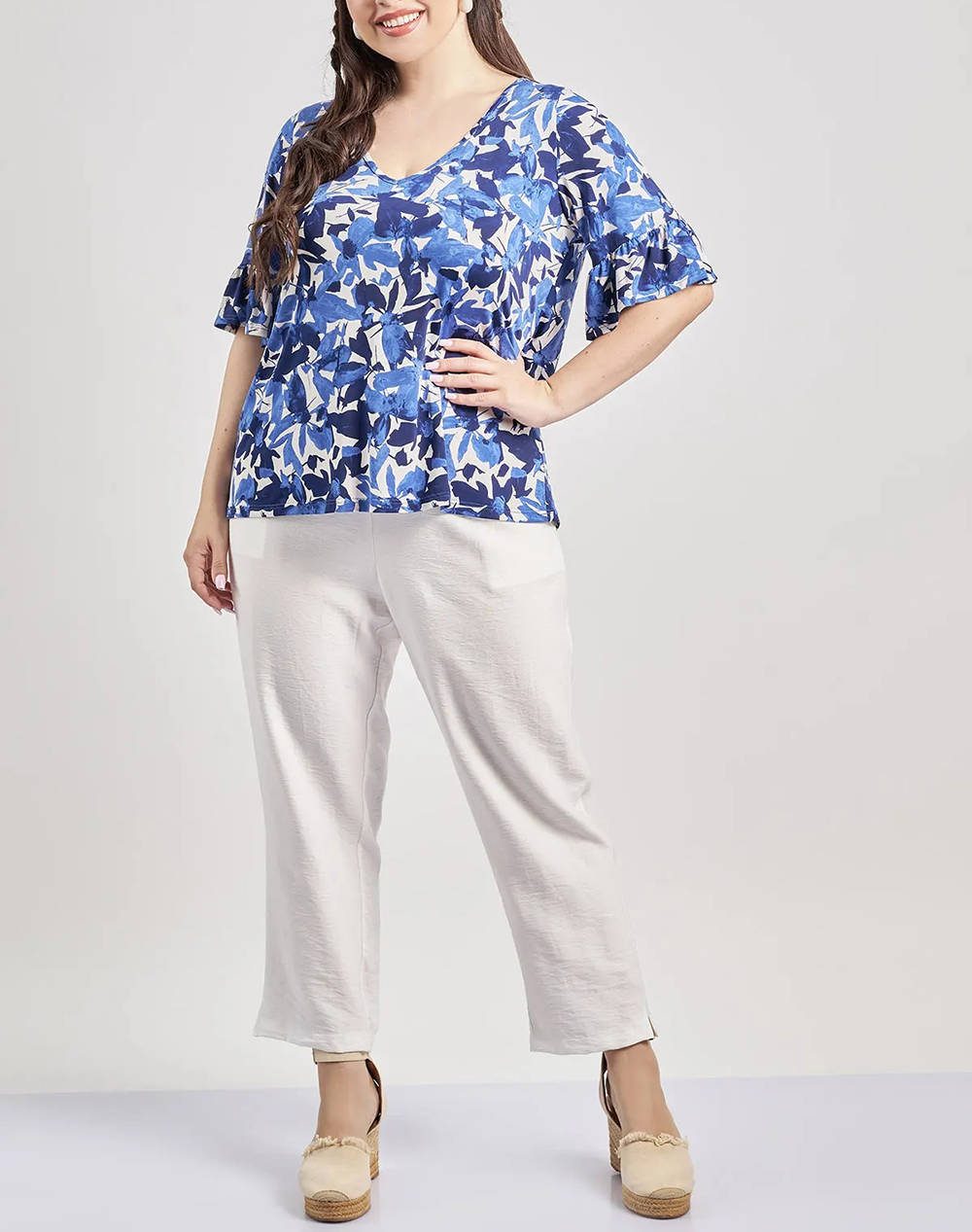 PARABITA Bluza cu volane jersey cu imprimeu floral