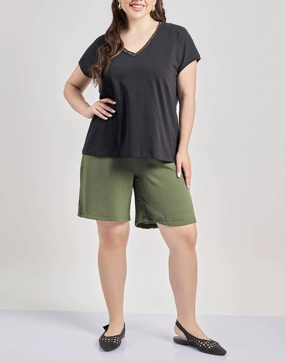 PARABITA Bluza din bumbac cu banda decorativa lurex