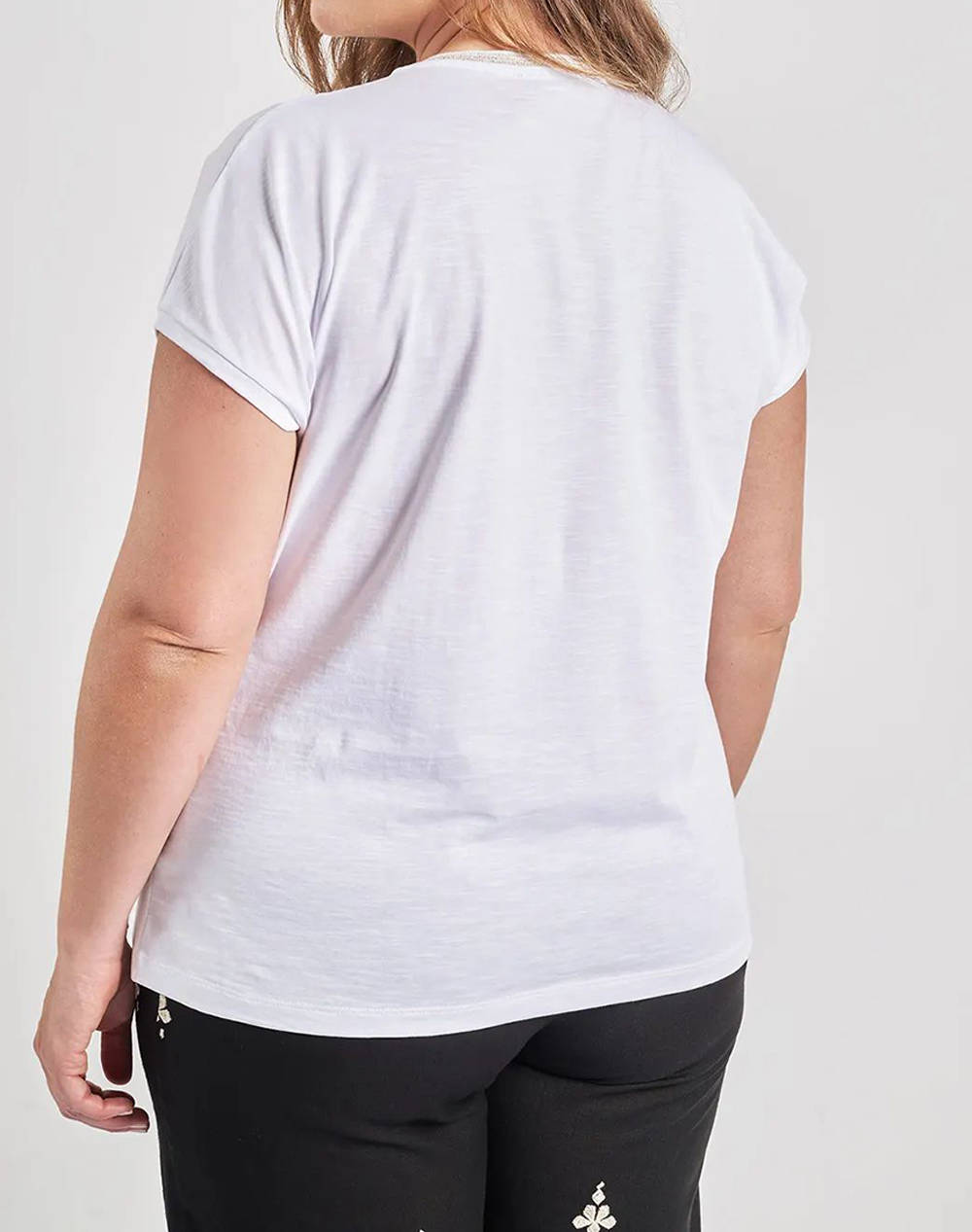 PARABITA Bluza din bumbac cu banda decorativa lurex