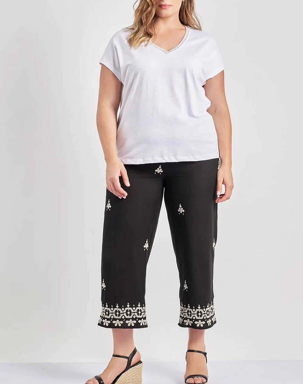 PARABITA Bluza din bumbac cu banda decorativa lurex