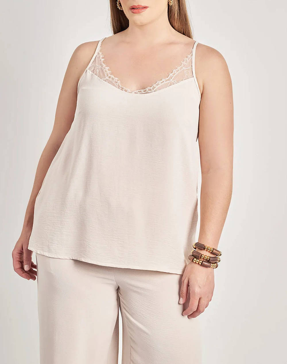 PARABITA Top lenjerie cu efect washed in relief cu dantela