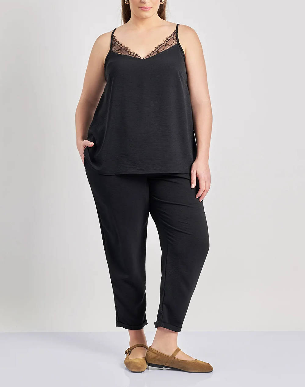 PARABITA Top lenjerie cu efect washed in relief cu dantela