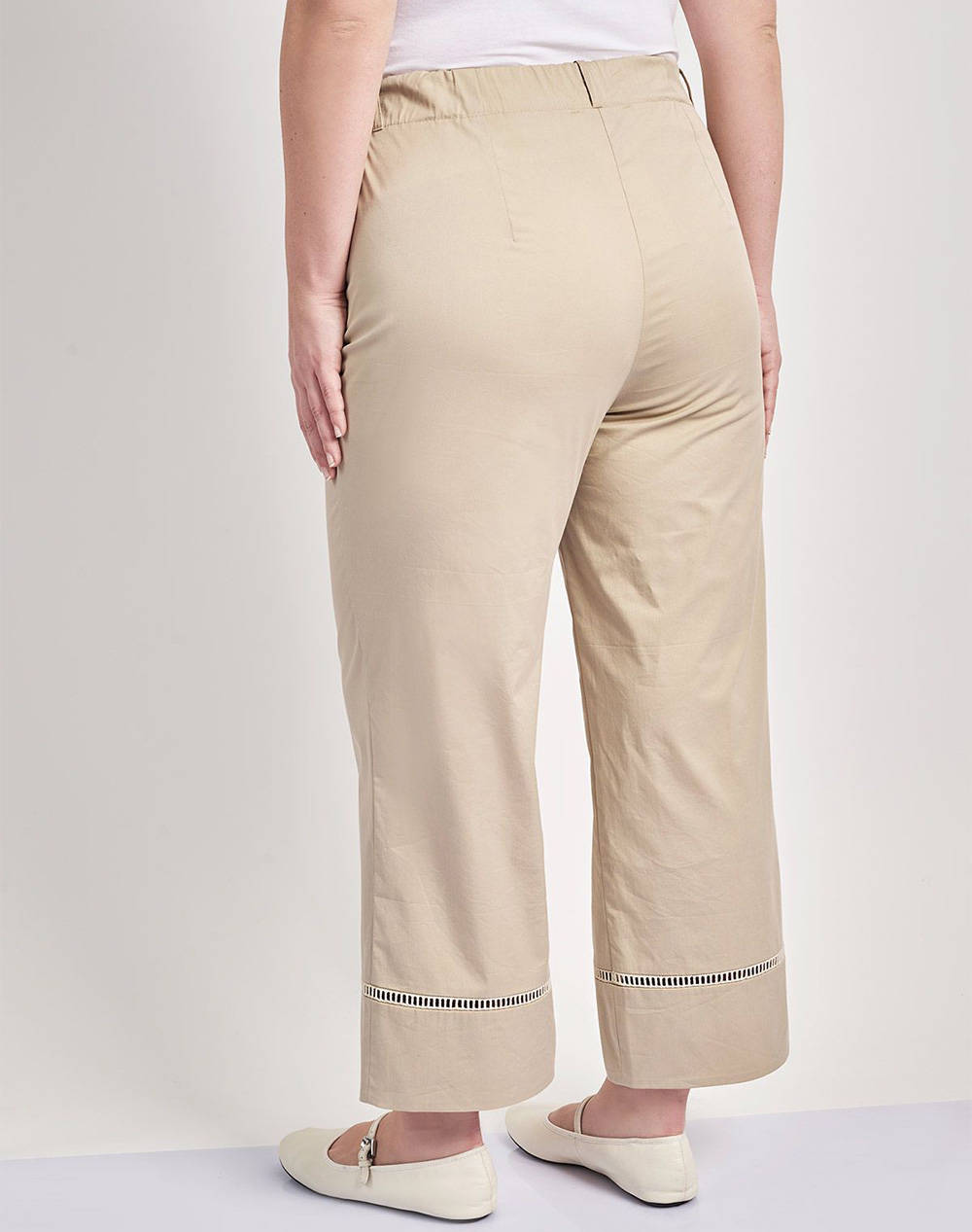 PARABITA Pantaloni cropped trench cu broderie