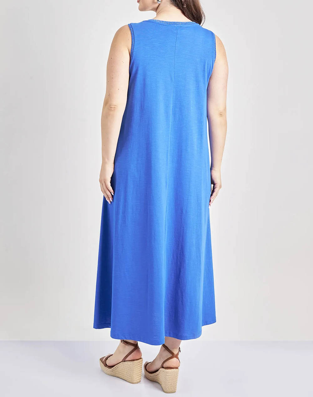 PARABITA Rochie fara maneca din bumbac cu fir lurex
