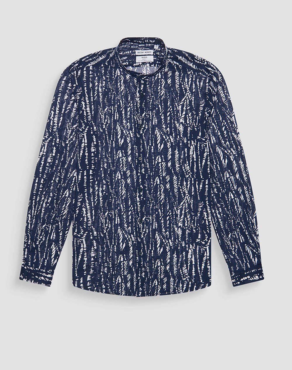 ANTONY MORATO MMSL00631FA430647 MIN OF 6 SHIRT SEOUL SLIM FIT IN PRINTED COTTON FABRIC WITH LOGOED METAL BADGE CAMASA DE BARBATI
