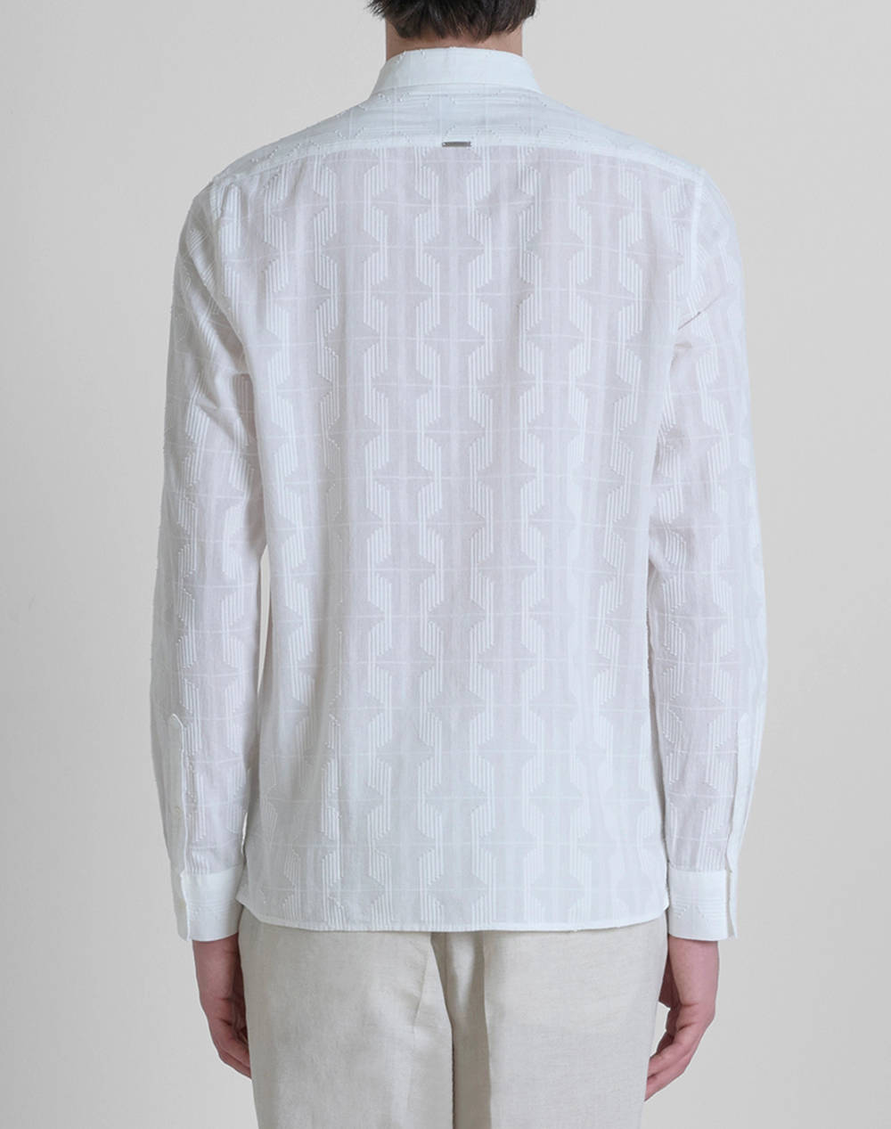 ANTONY MORATO MMSL00614FA440054 MIN OF 6 SHIRT BARCELONA REGULAR STRAIGHT FIT IN DOBBY COTTON FABRIC ABSTRACT GEOMETRIC PATTERN CAMASA DE BARBATI