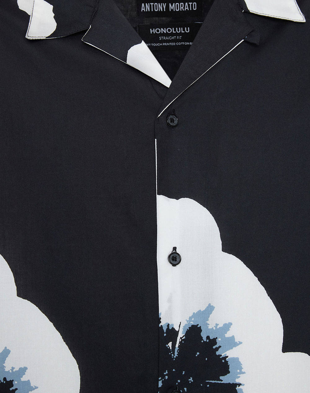 ANTONY MORATO MMSS00171FA430630 MIN OF 6 SHIRT HONOLULU REGULAR STRAIGHT FIT IN PRINTED COTTON VISCOSE BLEND FABRIC WITH LOGOED METAL BADGE BLUZA DE BARBATI