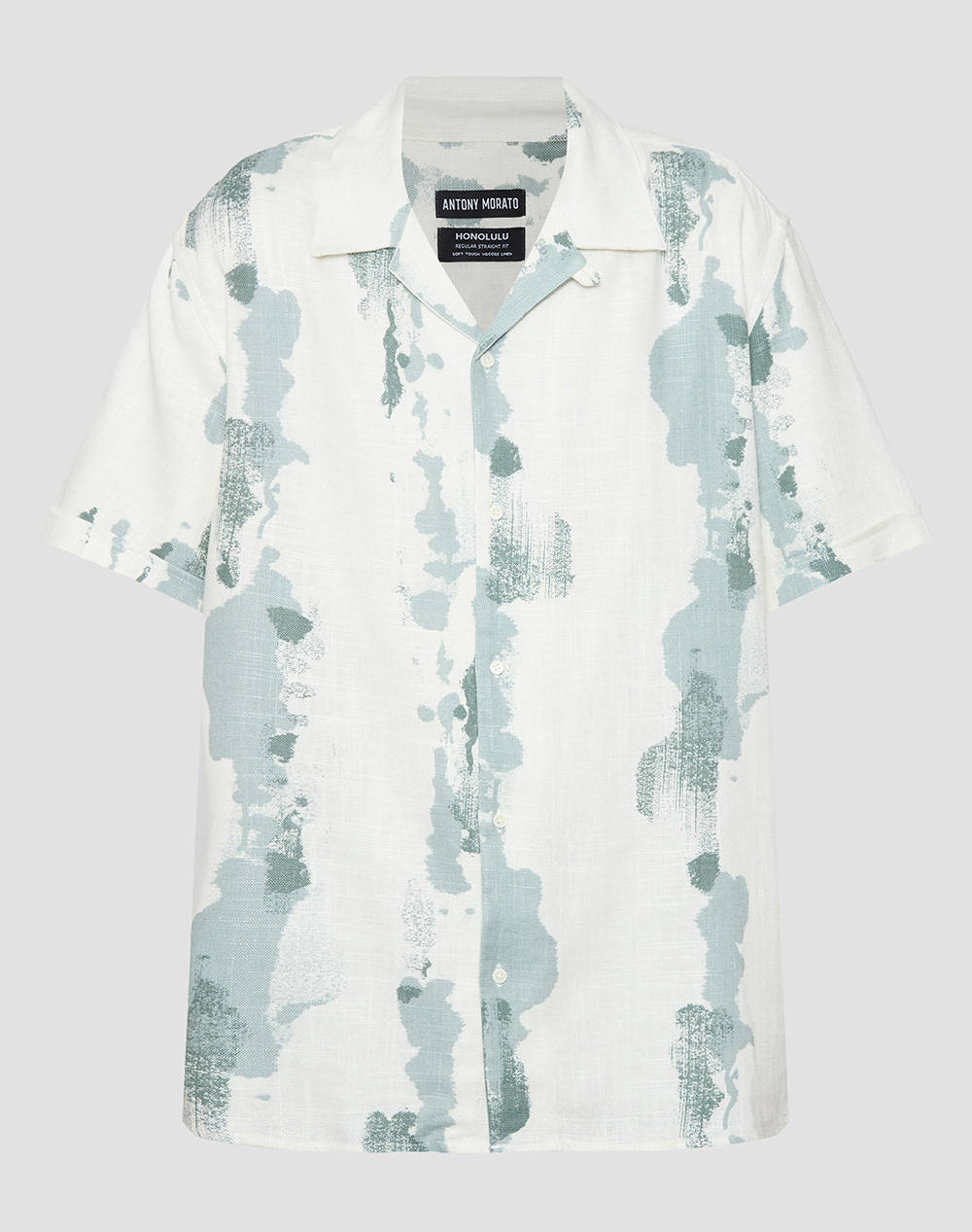 ANTONY MORATO MMSS00189FA430645 MIN OF 6 SHIRT HONOLULU RELAXED STRAIGHT FIT IN PRINTED SLUB VISCOSE BLEND FABRIC WITH LOGOED METAL BADGE BLUZA DE BARBATI