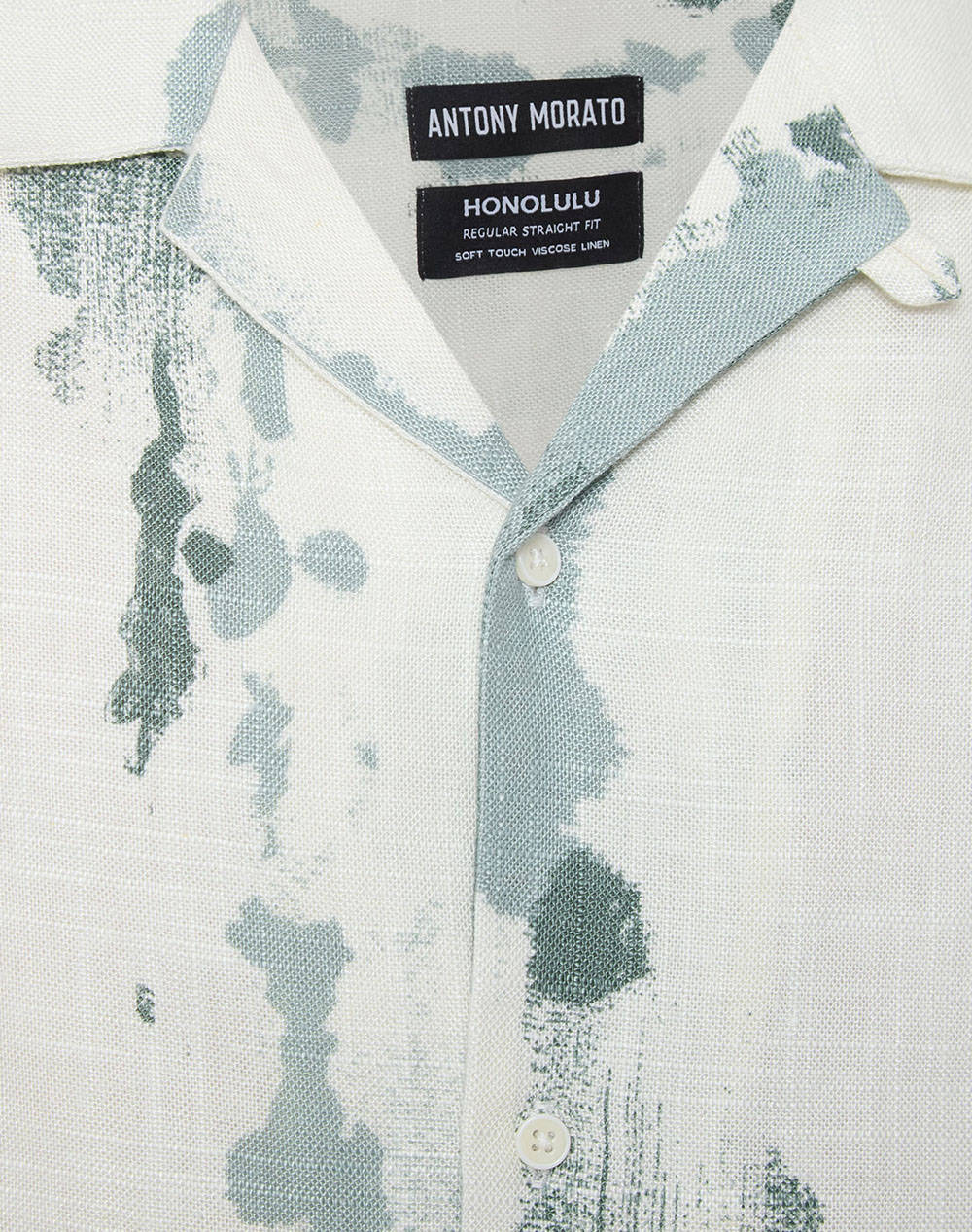 ANTONY MORATO MMSS00189FA430645 MIN OF 6 SHIRT HONOLULU RELAXED STRAIGHT FIT IN PRINTED SLUB VISCOSE BLEND FABRIC WITH LOGOED METAL BADGE BLUZA DE BARBATI