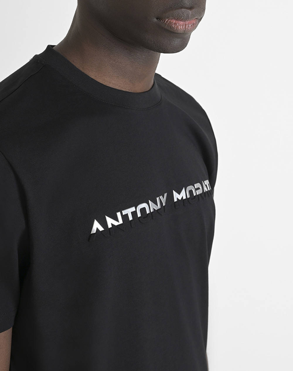 ANTONY MORATO MMKS02478FA100240 MIN OF 6 T-SHIRT REGULAR FIT IN JERSEY COTTON FABRIC WITH FLOCK MATT PLASTIC AND SPONGE LOGO PRINT BLUZA DE BARBATI