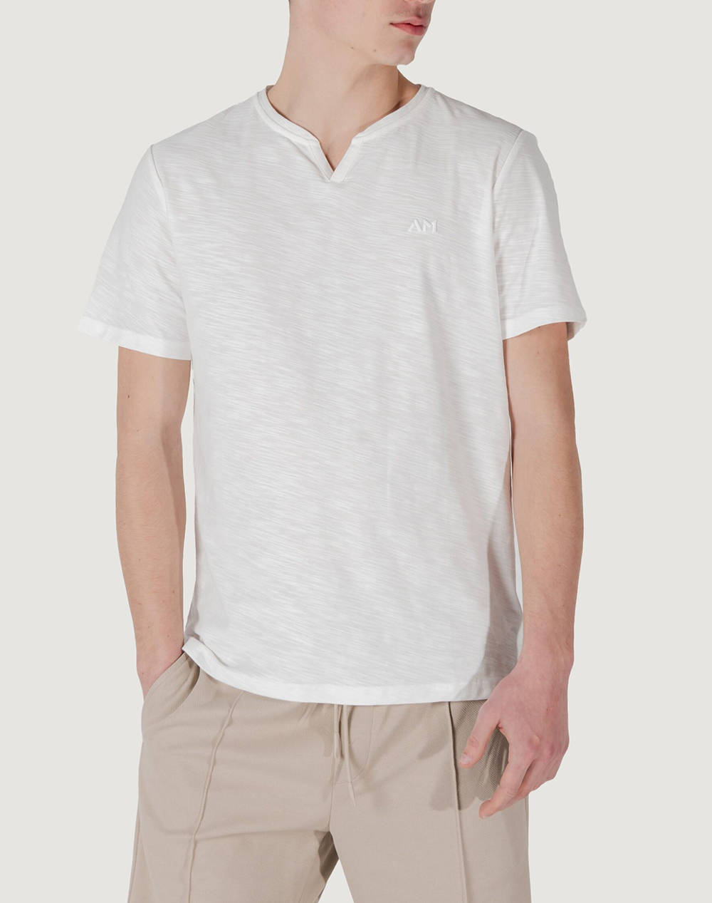 ANTONY MORATO MMKS02483FA100246 MIN OF 6 T-SHIRT REGULAR FIT IN SLUB COTTON FABRIC WITH EMBROIDERY LOGO ON FRONT BLUZA DE BARBATI