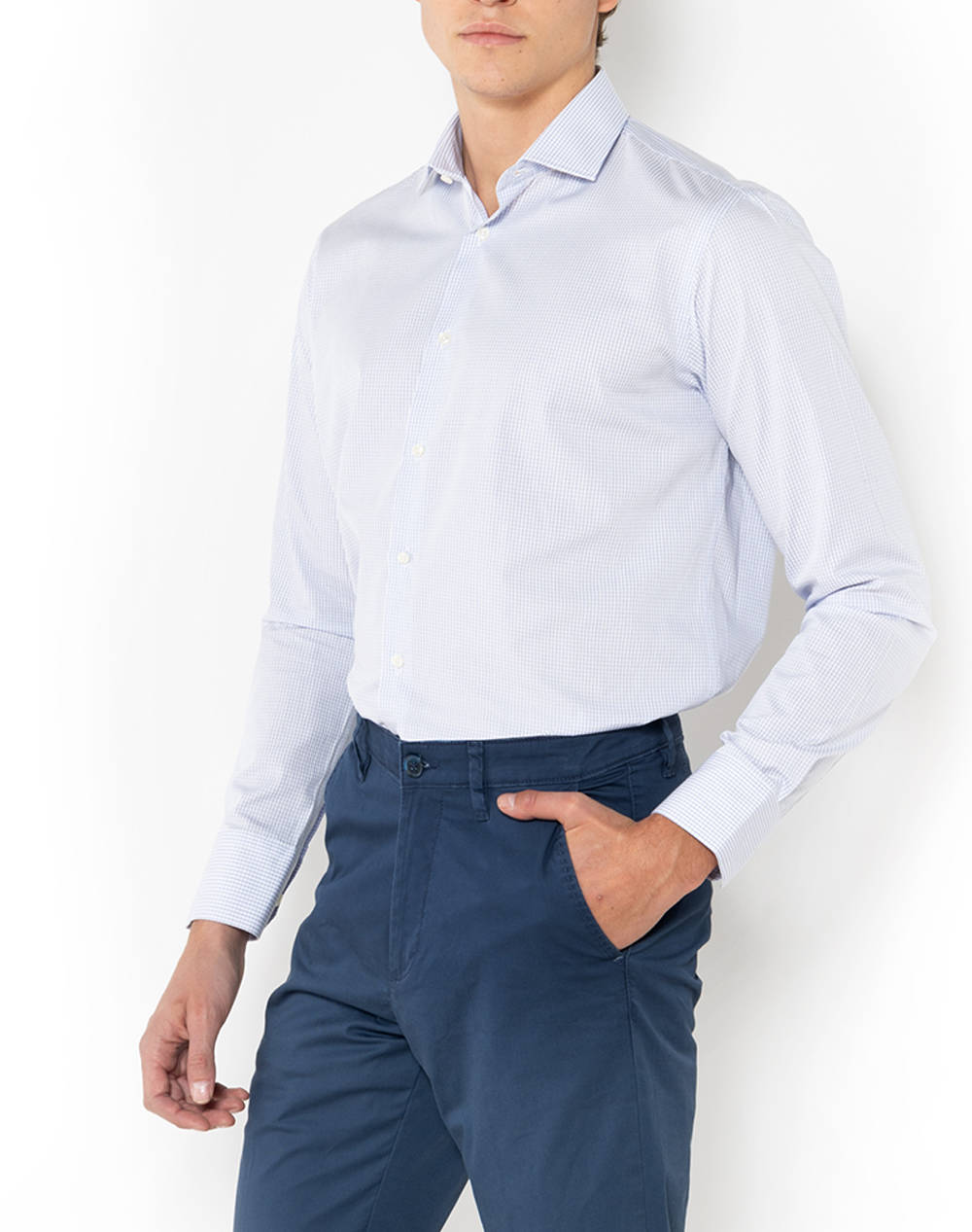 THE BOSTONIANS CAMASA CHESTER CUSTOM FIT MiniCheck POPLIN Semi-rex Custom Fit