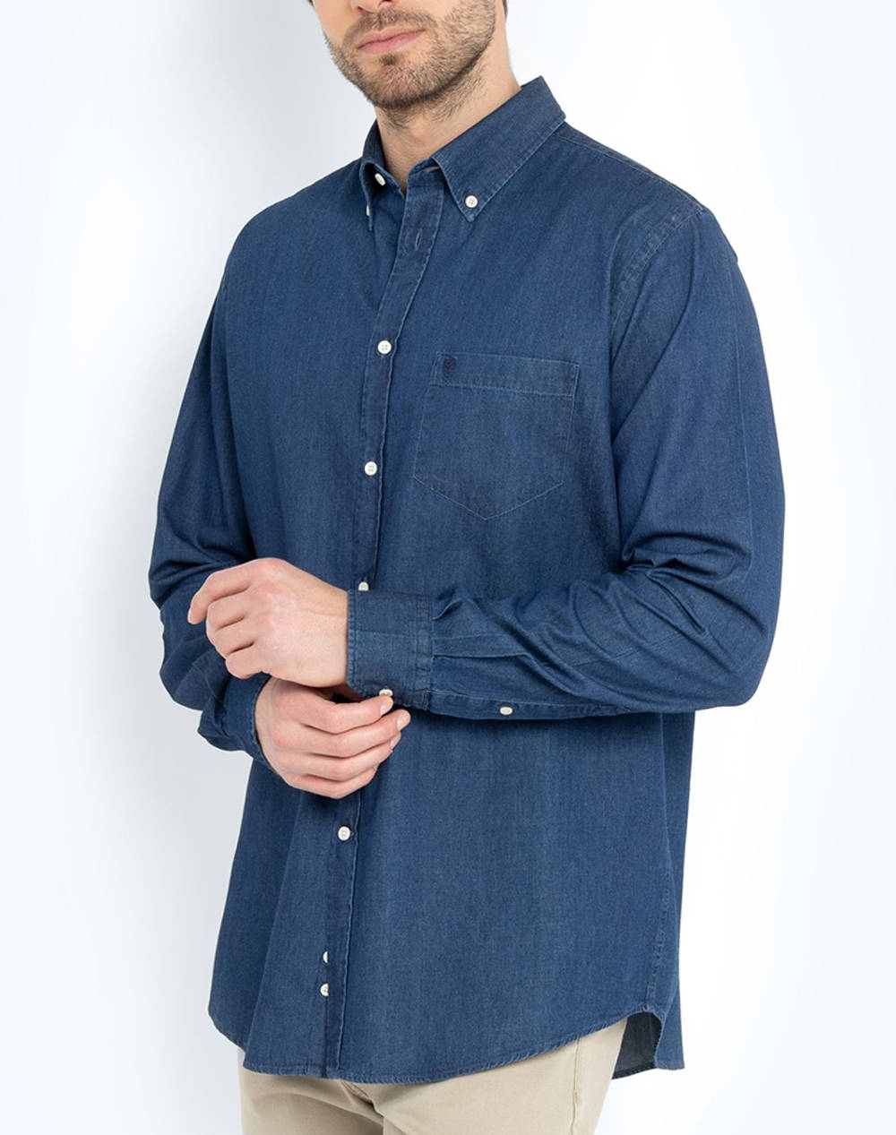 THE BOSTONIANS CAMASA DENIM REGULAR FIT Plain DENIM Button-down Regular Fit
